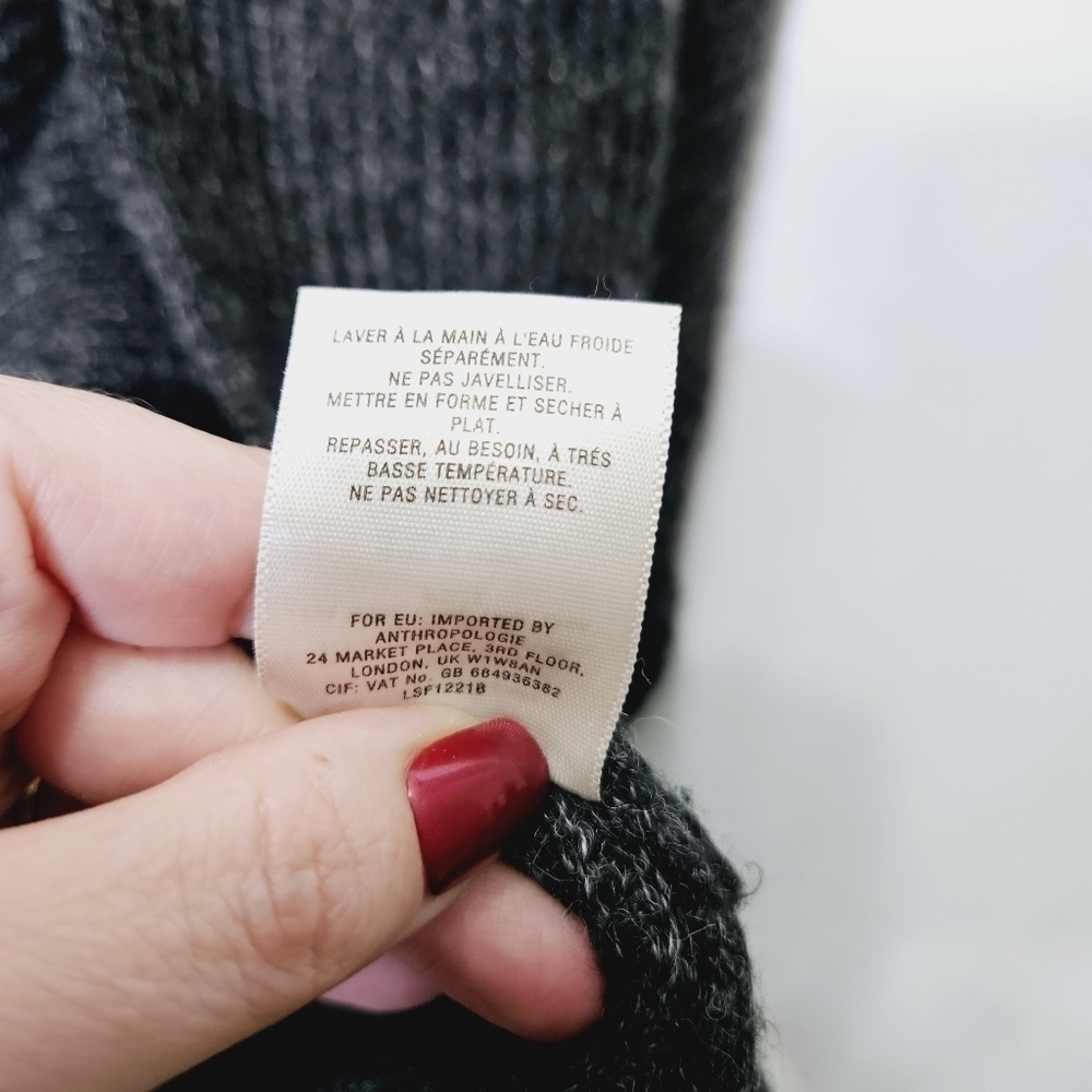 Anthropologie Sleeping on Snow Black Open Front Cardigan waterfall front S - Picture 3 of 11